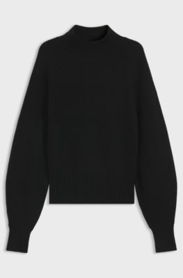 Loose-fit rollneck sweater with raglan sleeves, Black