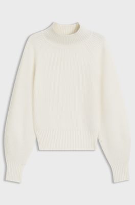 Loose-Fit Rollkragenpullover mit Raglan&auml;rmeln, Wei&szlig;