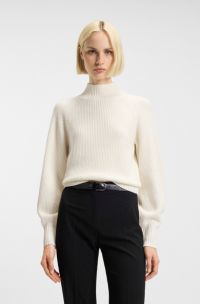 Jersey de corte holgado con cuello vuelto y mangas raglán, Blanco