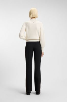 Loose-fit rollneck sweater with raglan sleeves, Natural