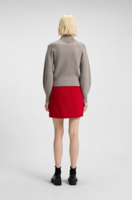 Loose-fit rollneck sweater with raglan sleeves, Light Brown