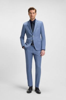 Derby shoes in leather with cap toe, Dark Blue