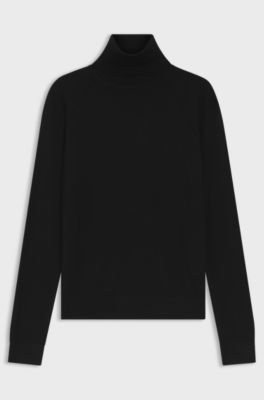 Rollneck sweater in merino wool, Black