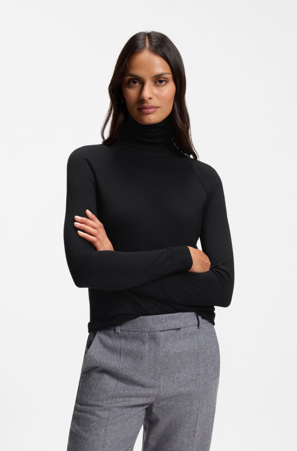 Slim-fit rollneck sweater in extra-fine merino wool