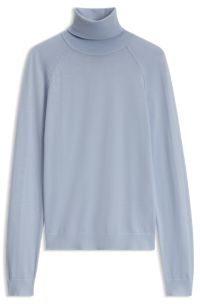 Pull Slim &agrave; col roul&eacute; en laine m&eacute;rinos extra fine, bleu clair