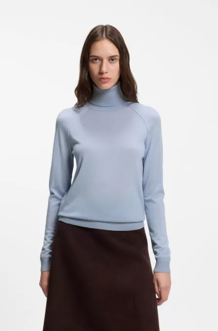 Pull Slim à col roulé en laine mérinos extra fine