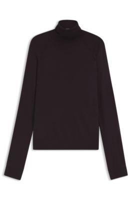Rollneck sweater in merino wool, Dark Purple