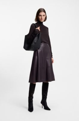 Maglione a collo alto in lana merino, Viola scuro