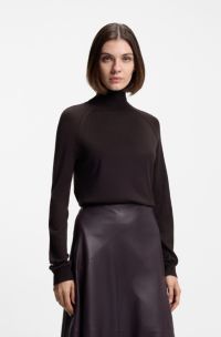 Rollneck sweater in merino wool, Dark Purple