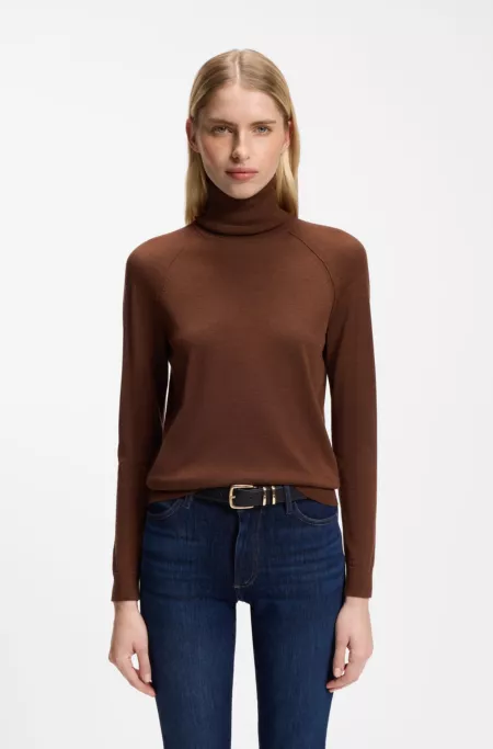 Pull Slim à col roulé en laine mérinos extra fine