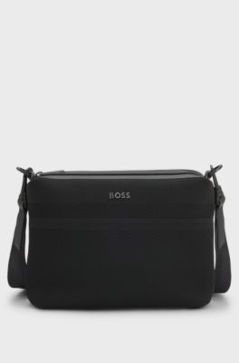 Sac port&eacute; crois&eacute; en maille structur&eacute;e, Noir