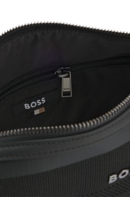 Sac port&eacute; crois&eacute; en maille structur&eacute;e, Noir