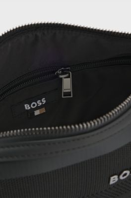 Sac port&eacute; crois&eacute; en maille structur&eacute;e, Noir