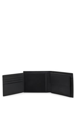 Leather wallet with red stacked logo, Black