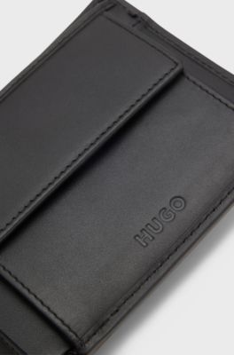 Leather wallet with red stacked logo, Black