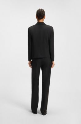 Relaxed-fit tuxedo blazer in virgin-wool twill, Black