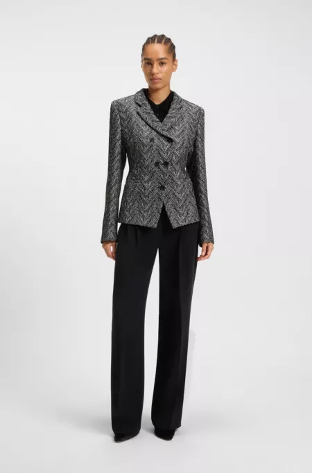 Regular-fit blazer in herringbone tweed