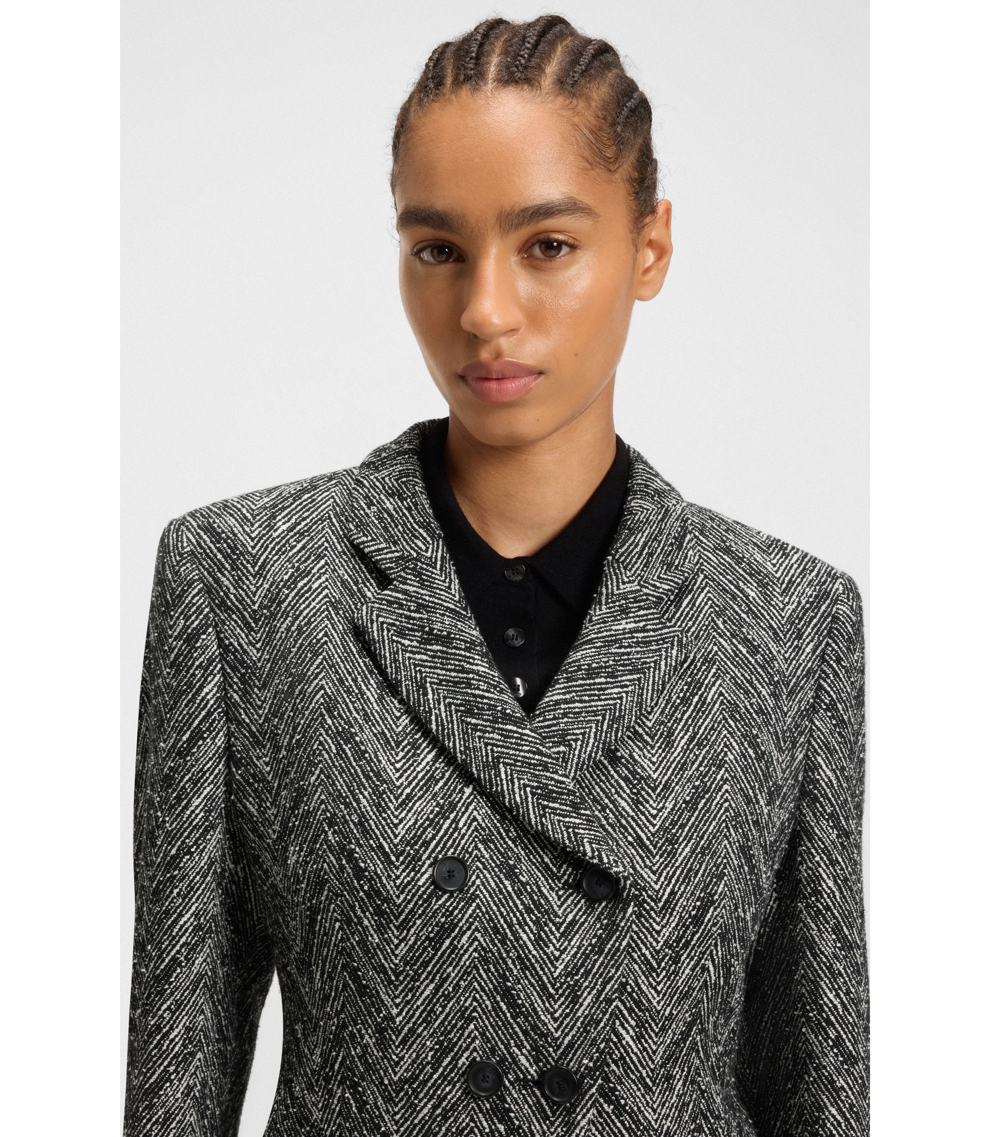 BOSS - レギュラーフィットブレザー ヘリンボーン ツイード - グレー