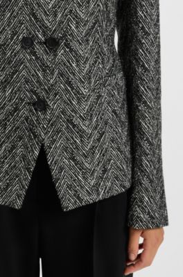 Regular-fit blazer in herringbone tweed, Grey Patterned