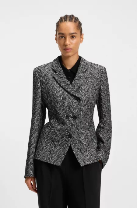 Regular-fit blazer in herringbone tweed