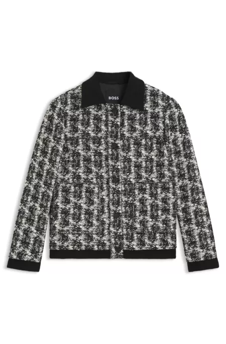 Regular-fit jacket in patterned feather tweed