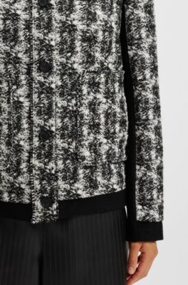 Regular-fit jacket in patterned feather tweed, Black Patterned