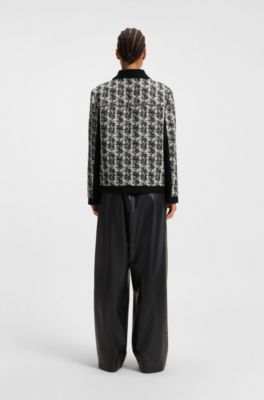 Regular-fit jacket in patterned feather tweed, Black Patterned