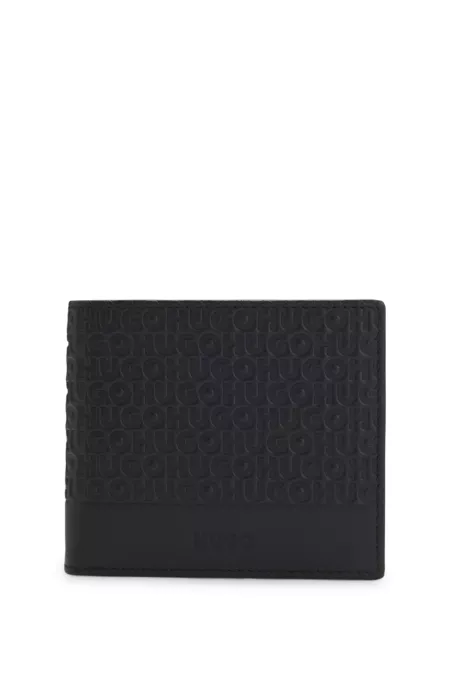 Leather wallet with repeat-logo embossing