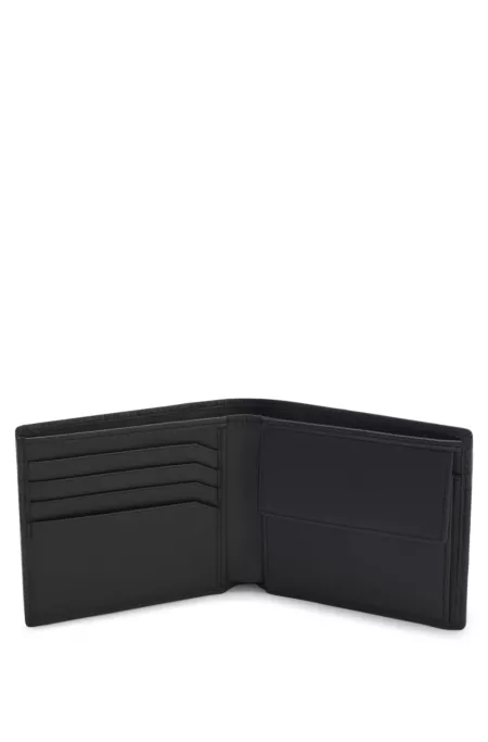 Leather wallet with repeat-logo embossing