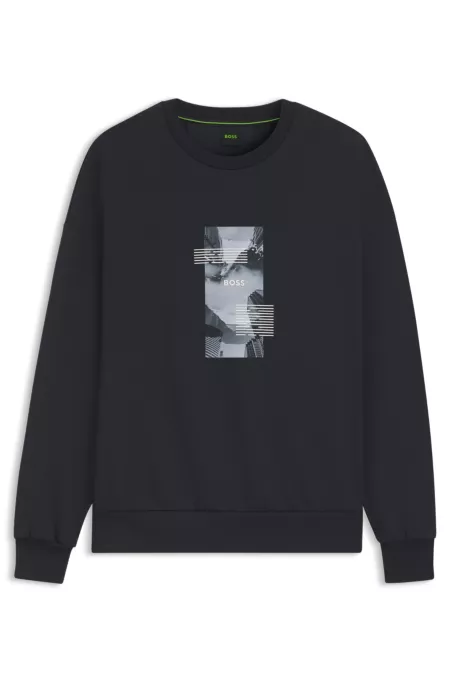 Oversized-fit cotton-blend sweatshirt with photo print