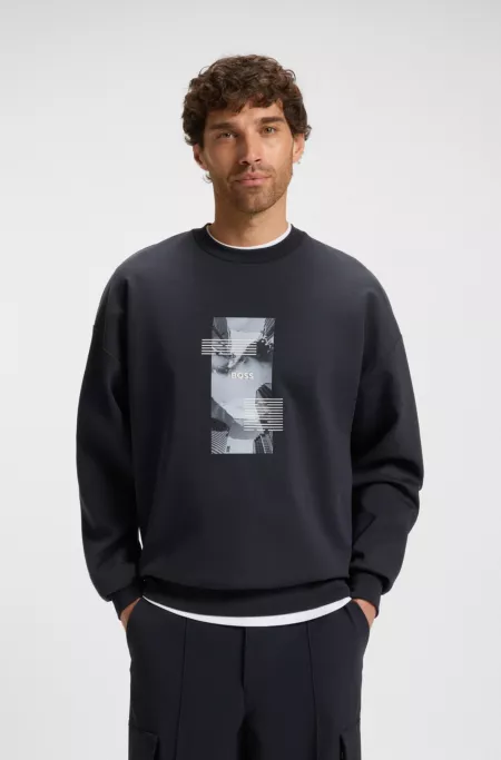 Oversized-fit cotton-blend sweatshirt with photo print