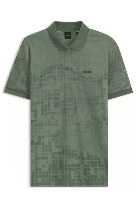 Mercerised-cotton polo shirt with printed graphics