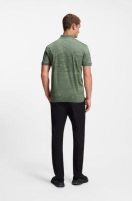 Mercerised-cotton polo shirt with printed graphics, Light Green