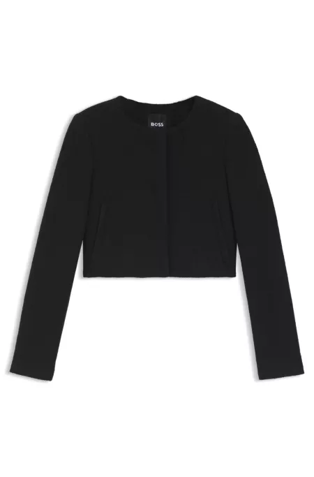 Slim-fit cropped jacket in boiled virgin wool