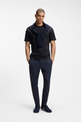 Mercerised-cotton T-shirt with printed graphics, Dark Blue