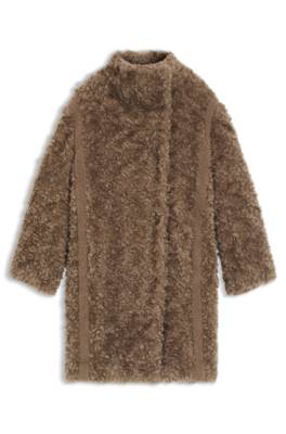 Faux fur coat with concealed closure