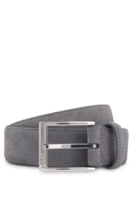Suede belt with pin buckle, Grey