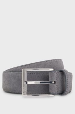 Suede belt with pin buckle, Grey