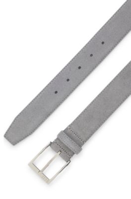 Suede belt with pin buckle, Grey