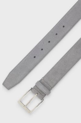 Suede belt with pin buckle, Grey