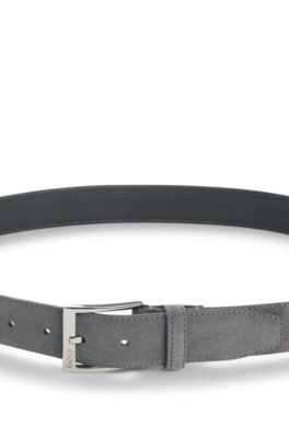 Suede belt with pin buckle, Grey