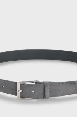 Suede belt with pin buckle, Grey