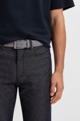 Suede belt with pin buckle, Grey