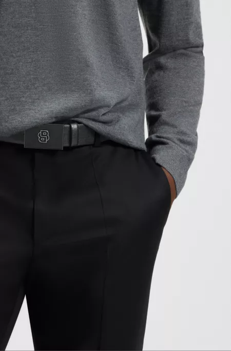 Ceinture en cuir italien avec boucle à monogramme Double B