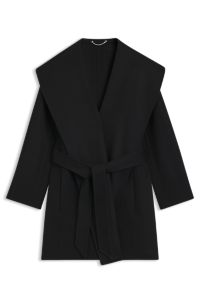 Regular-fit coat in a double-faced wool blend, Black