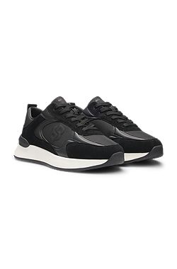 Suede-trim trainers with Double B monogram