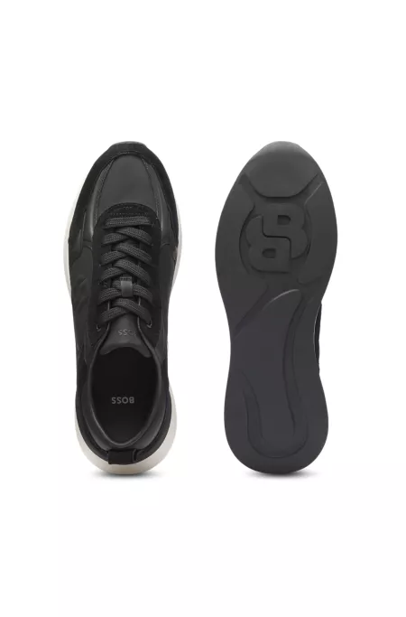 Suede-trim trainers with Double B monogram