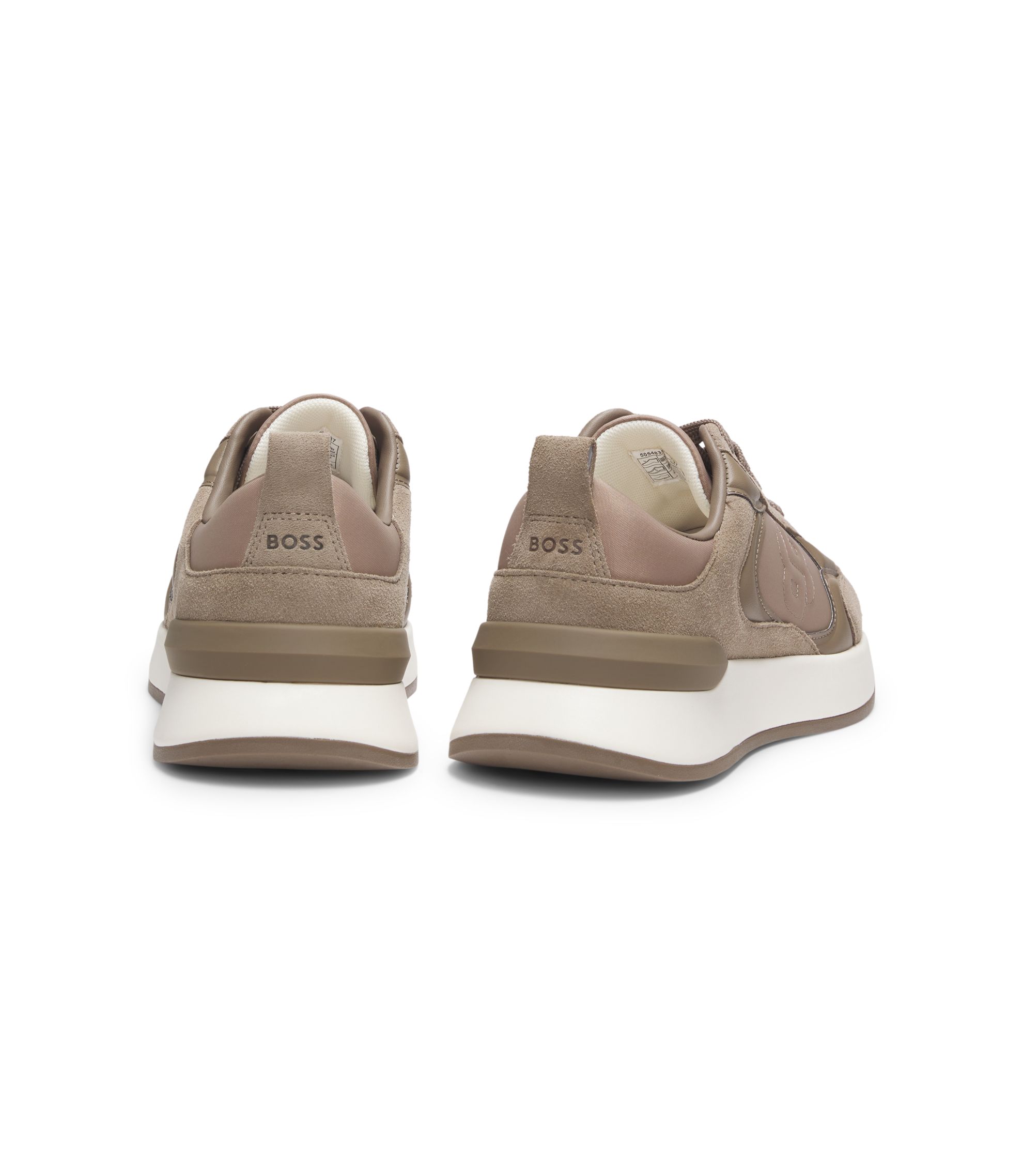 Baskets en cuir et daim marron et beige avec semelle caramel