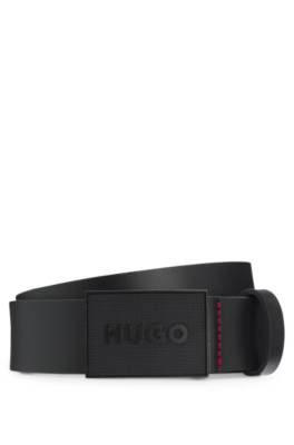 Embossed-logo belt in smooth Italian leather 1