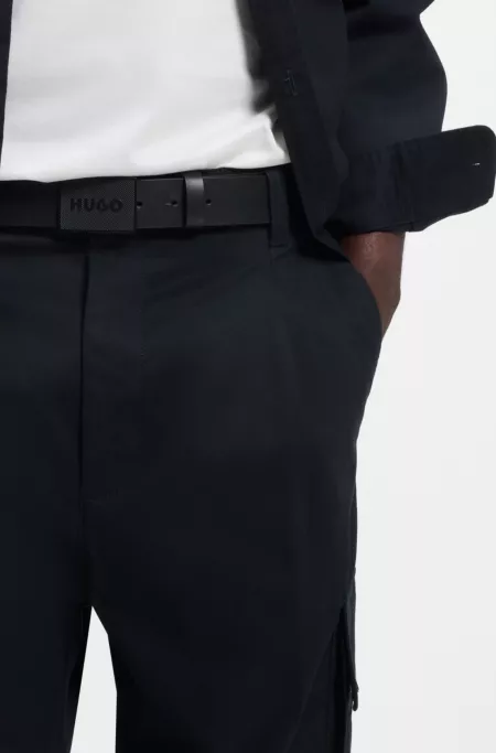 Buffalo-leather belt with plaque buckle